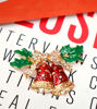 Picture of Christmas Pins & Brooches | Double Bells Christmas Brooch - Rhinestone Brooch