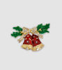 Picture of Christmas Pins & Brooches | Double Bells Christmas Brooch - Rhinestone Brooch