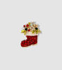 Picture of Christmas Stocking Boot Brooch | Christmas Pin - Rhinestone Brooch