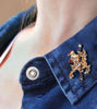 Picture of Cute Deer Santa Brooch | Christmas Brooch | Rhinestone Christmas Pins - Gold Silver Color