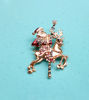 Picture of Cute Deer Santa Brooch | Christmas Brooch | Rhinestone Christmas Pins - Gold Silver Color