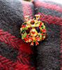 Picture of Vintage Christmas Pin | Wreath & Goldtone Deer Head Brooch - Rhinestone Brooch