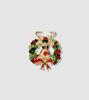 Picture of Vintage Christmas Pin | Wreath & Goldtone Deer Head Brooch - Rhinestone Brooch