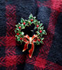 Picture of Vintage Christmas Wreath Pin | Brooch - Rhinestone Brooch