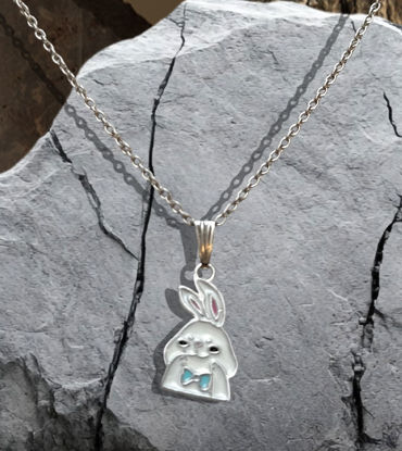 Picture of Cute Bunny Pendant Necklace – Silver-Tone Rabbit Charm Chain for Women & Kids