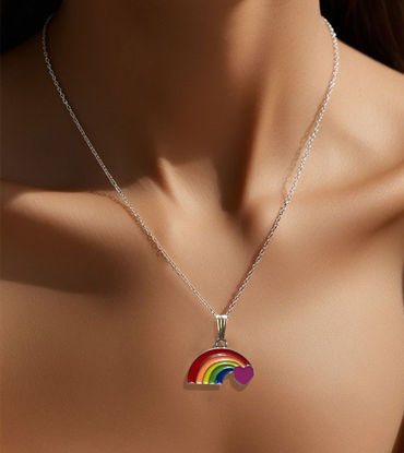 Picture of Rainbow Love Pendant Necklace – Colorful Charm Chain for Pride, LGBTQ+ & Everyday Style
