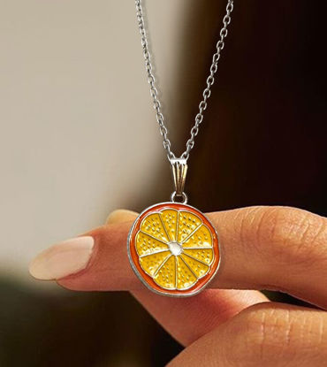 Picture of Orange Slice Pendant Necklace – Cute & Trendy Citrus Fruit Charm Jewelry