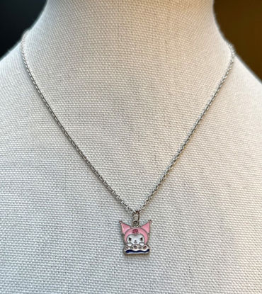Picture of Pink Skull Kitty Pendant Necklace – Cute & Edgy Kawaii Goth Jewelry