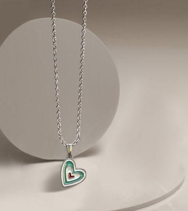Picture of Triple Heart Pendant Necklace – Colorful Enamel Heart Charm
