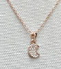 Picture of Dainty Crescent Moon Pendant Necklace – Rose Gold with Sparkling Stones