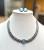 Picture of Vintage-Style Blue Gemstone Choker & Stud Earrings Set